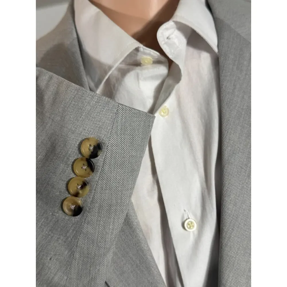 Brunello Cucinelli Gray Cotton Birdseye Nailhead Blazer Sportcoat 54IT 42R US